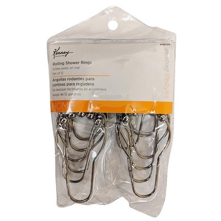 JACENT Kenney Chrome Silver Metal Shower Curtain Rings 12 pk KN61100V2